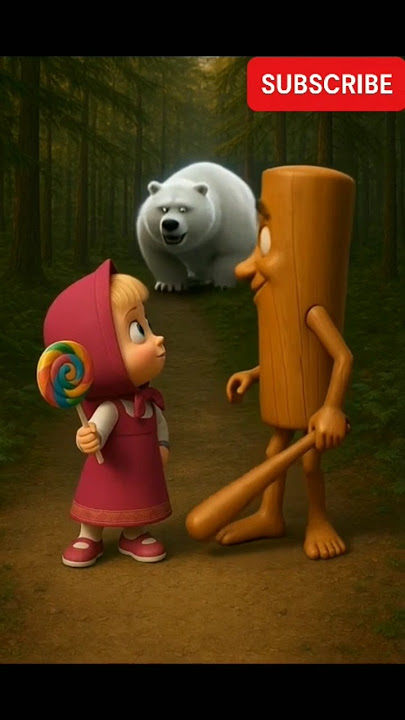 Masha and Tungtung Sahur are chased by a white bear #masha #mashaandbear #cartoon