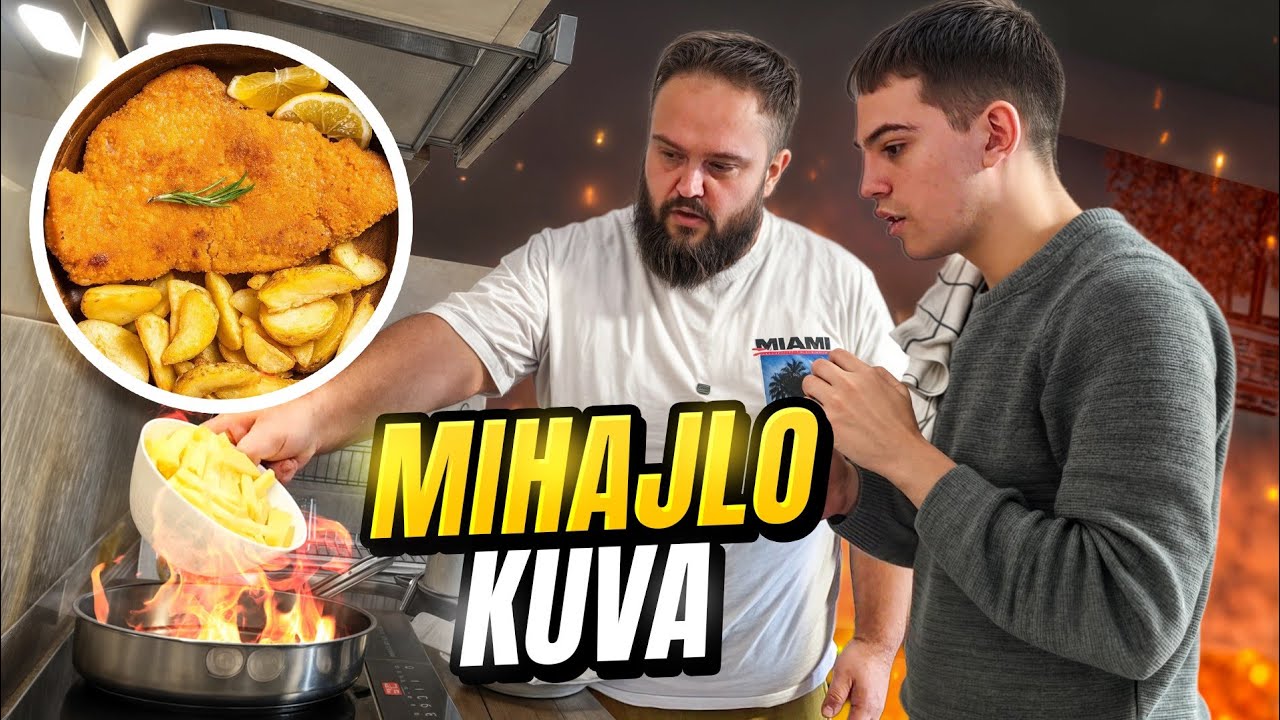 PREŽIVLJAVANjE u KUHINjI - UČIM MIHAJLA KAKO DA NAPRAVI BEČKU ŠNICLU i POMFRIT !!! 