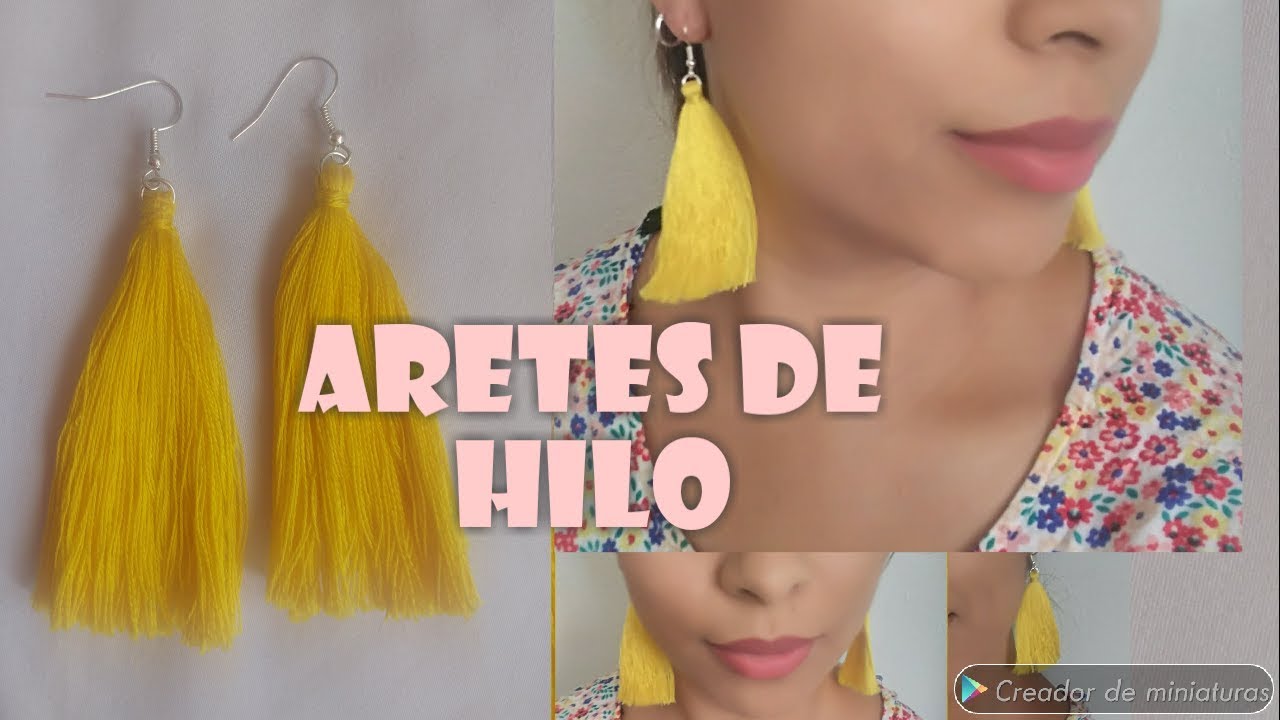 Aretes de hilo fácil de hacer y económicos ✨ Aretes de borla 💛 Aretes en Tendencia Moda - YouTube