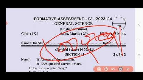 Ap 9th class Fa4 General Science question paper 2024|9th Fa4 science question paper 2024 answers