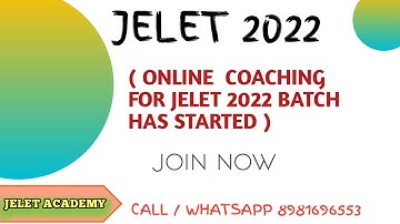 JELET 2022 ONLINE COACHING BATCH HAS STARTED | JOIN NOW TO GET GOOD SCORE