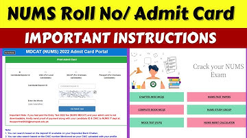 Download & Print NUMS Entry Test Roll Number Slips/ Admit Cards 2022 | MDCAT Exam