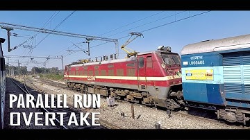 A PARALLEL RUN and an OVERTAKE !! Indian Railways