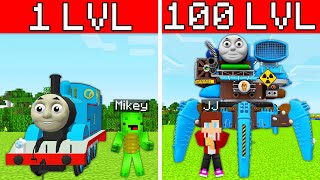 1 LVL Mikey Thomas vs 100 LVL JJ Thomas Survival Battle in Minecraft