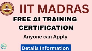 Indian govt launched Free AI training Courses | Free Certification by IIT Madras | Anyone Can Join