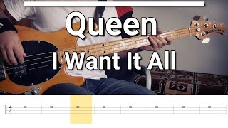 Video thumbnail of "Queen - I Want It All (Bass Cover) Tabs"