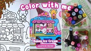 Coloring Bunny Ice Cream Truck | Finenolo Alcohol Markers | Little Corner by Coco Wyo- Color with me