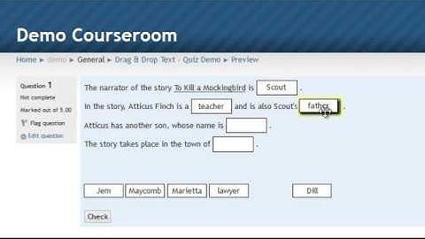 Moodle - Drag and Drop into Text