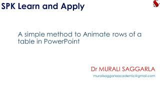 How to animate table rows in powerpoint: SPKLearnandApply