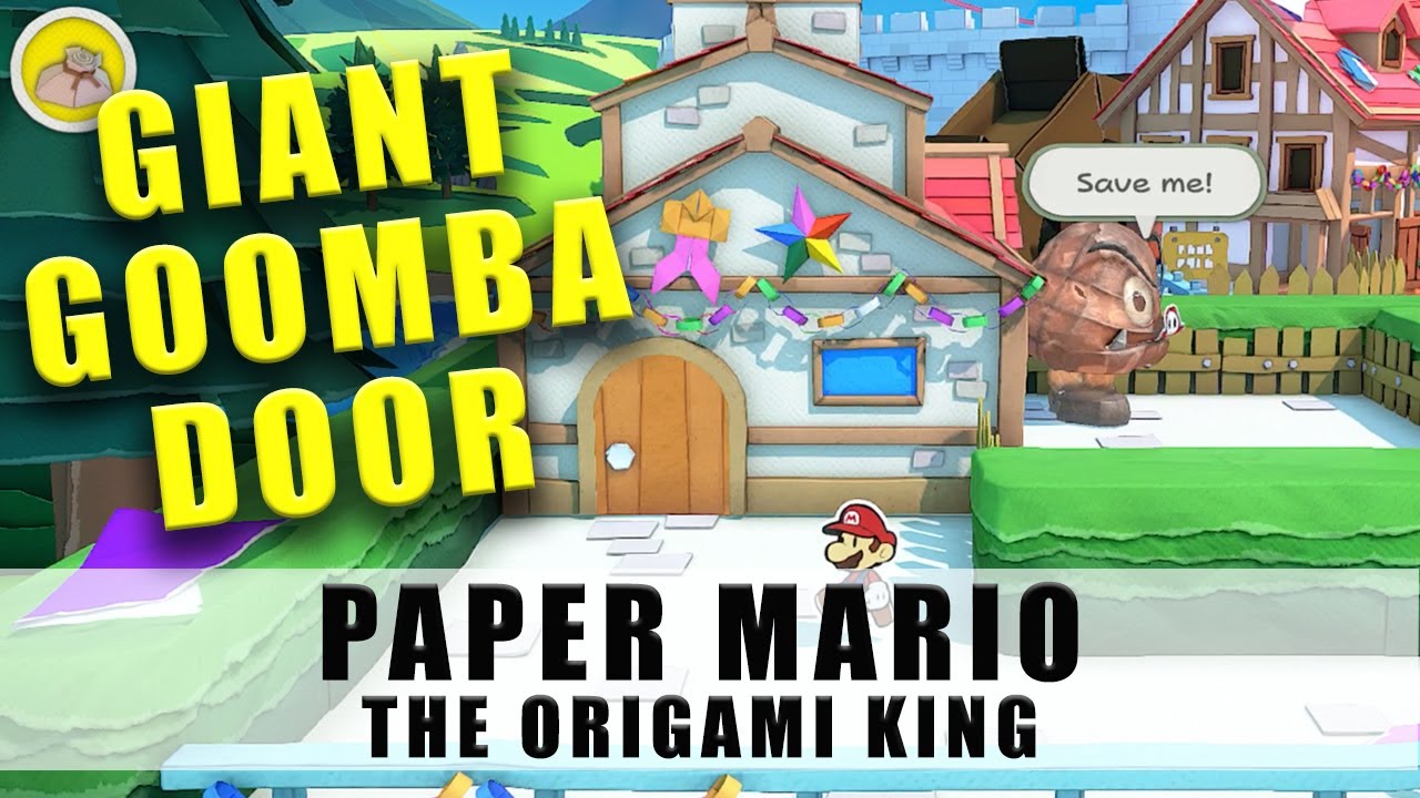 Paper Mario The Origami King how to get past the giant Goomba blocking