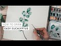 Aquarell malen fr anfnger  easy eucalyptus watercolor tutorial