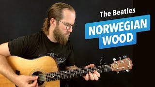 Video thumbnail of "🎸 Norwegian Wood • The Beatles guitar lesson w/ tabs"