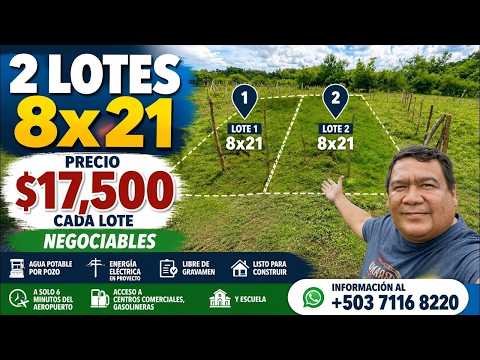 2 lots for sale 8x21 in Miraflores Development near the Airport | CRV EL SALVADOR