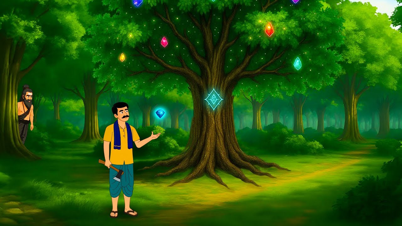 जादुई रत्न देने वाला पेड़ और लकड़हारा | Hindi Kahani | Cartoon Story | Jaadui kahani | Moral Stories