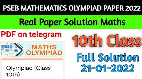 PSEB Class 10th Math olympaid paper Full Solution answers 21-01-2022 | Punjab school education board
