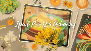 Apple iPad Pro 12.9" (M1/Silver) + Apple Pencil 2 & Accessories 🤩✨| Aesthetic Unboxing 📦✨