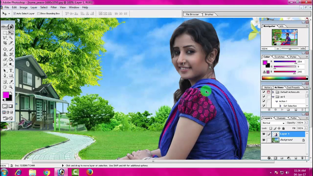 how to change background adobe photoshop 7.0 in hindi