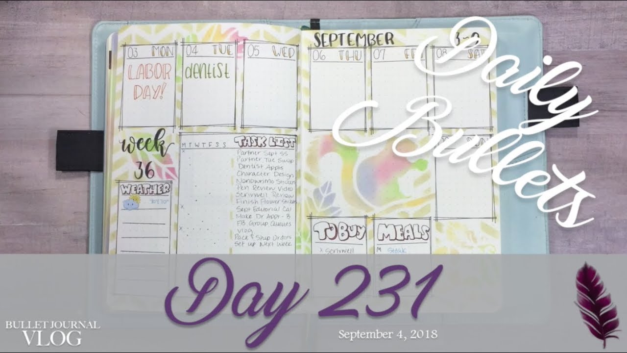 Daily Bullets | Bullet Journal Vlog Day 231 | Dentist Appointments | September 4, 2018 daily vlogs