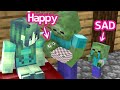 Monster school  baby zombie happy and baby zombie sad  sad story  minecraft animation