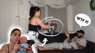 THROWING THE BABY AT HUSBAND PRANK ( HILARIOUS )