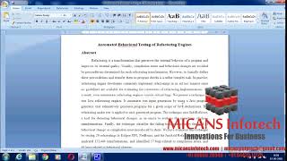 Automated Behavioral Testing of Refactoring Engines- IEEE PROJECTS 2018