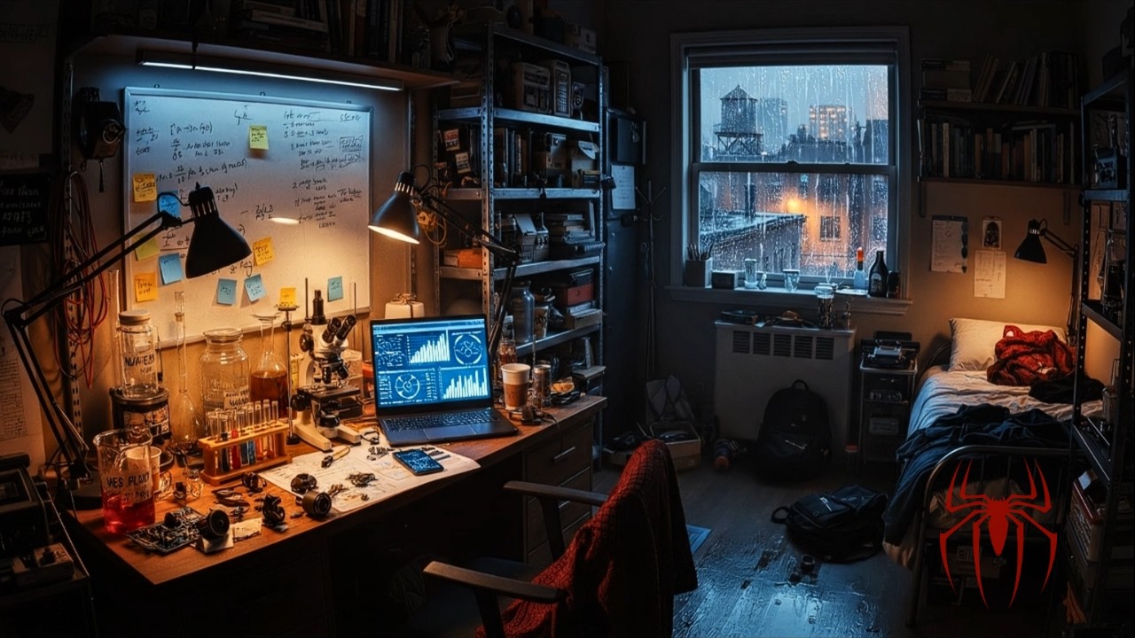 Relaxing Rain Sounds 🕷️ Peter Parker's NYC Bedroom | Study & Chill Ambience