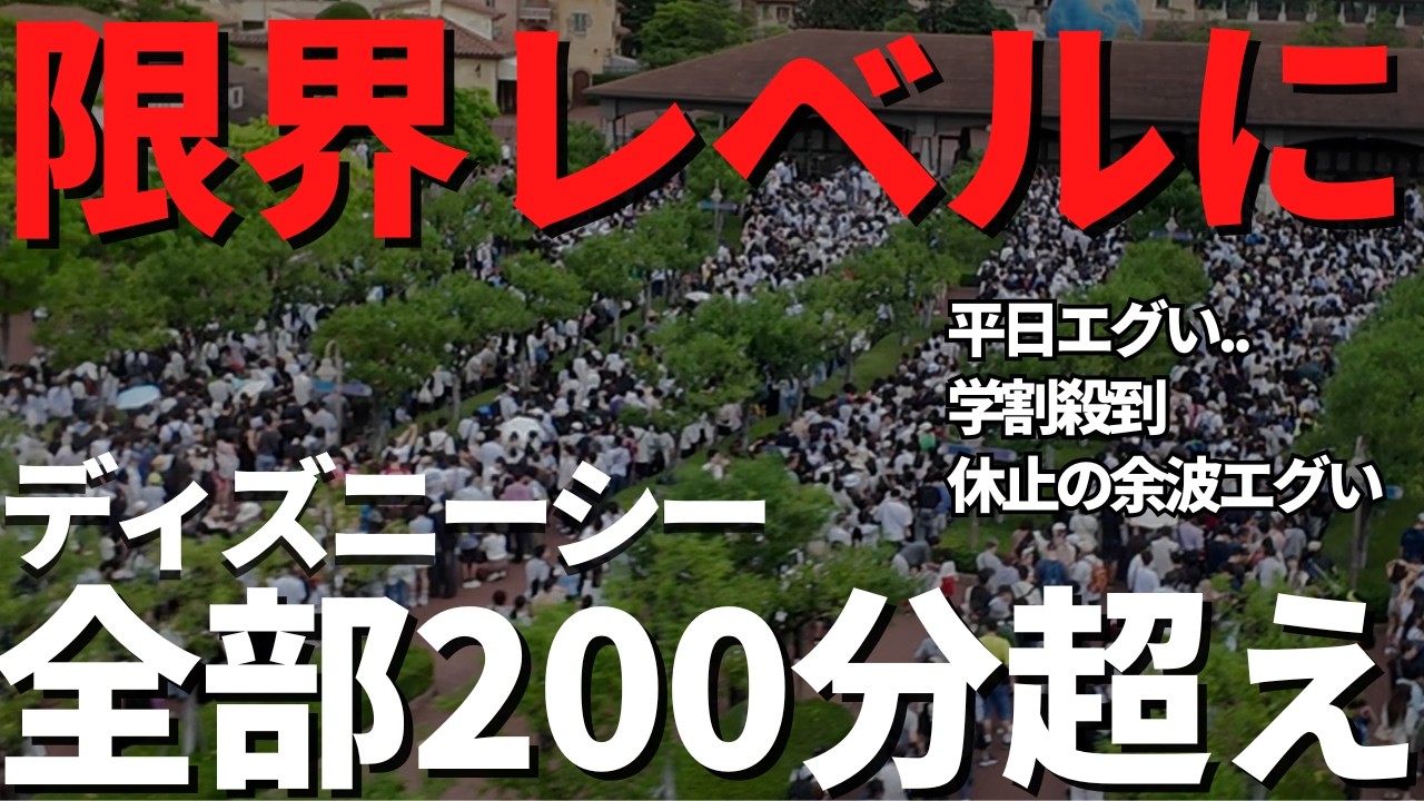 【ディズニーシー】キツすぎでしょ。全部200分以上待ち。地獄レベルでまたエグい状況です、、。