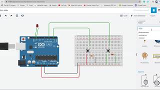 Interfacing of Two Push Buttons and One LED using TinkerCAD circuit simulator