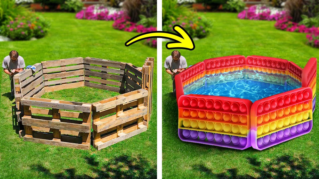 POP IT POOL PARTY || Jaw-Dropping DIY House Crafts And Backyard Ideas That Will Save Your Money