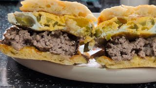 Spicy egg jalapeno Lamb cheese panini 