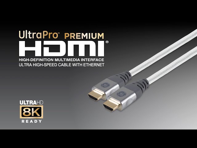 GE 15ft 8K HDMI 2.1 Cable with Ethernet, Gold-Plated Connectors, 66832 