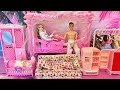 Unboxing Barbie Princess Bed &amp; Bedroom Toy Review | Barbie Toys, Wardrobe, Sofa &amp; Refrigerator ASMR
