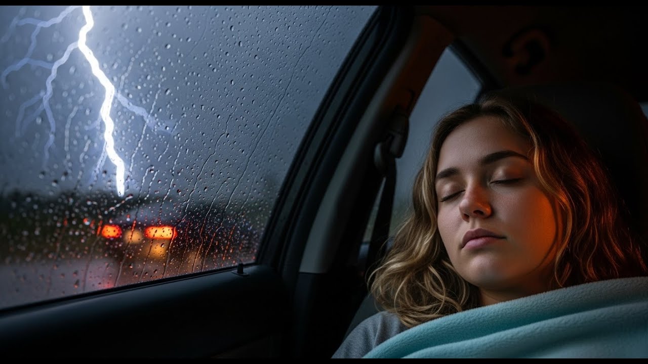 Loud Thunder and Heavy Rain on Car Roof 🌩️ | Night Sounds for Deep ...