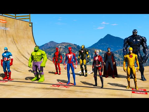 Venom SpiderMan Hulk New Moto Сhallenge Superheroes GTAV !Человек-паук Веном и Халк новое испытание!