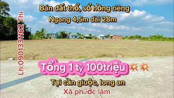 Bán đất thổ cư, sổ hồng riêng. 127m giá 1ty100 TL tại cần giuộc, xe hơi 🚗 LH:0901331162 Thi