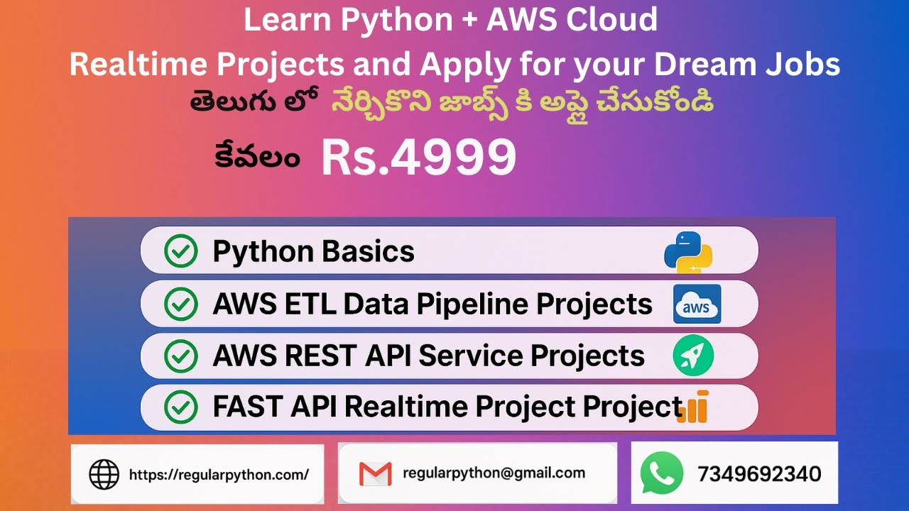 Just ₹4,999 for Python + AWS Data Engineering Full Course | Realtime ...