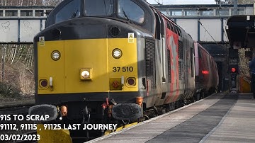 91s to Scrap | 37510 drags 91112, 91115, 91125 working 7Q78 to Newport Docks (Simsgroup) | 03/02/23