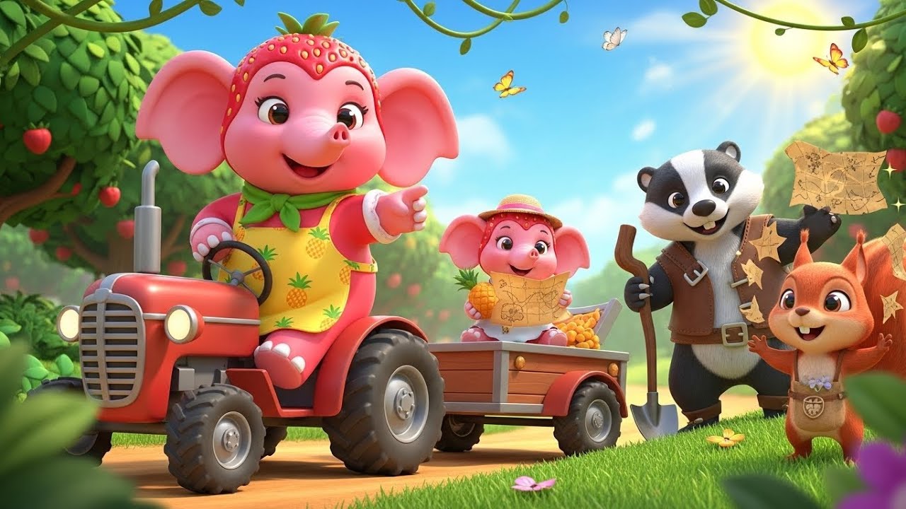 Erdbeer Elefanten Familie 🍓Die Schatzkarten-Expedition – Abenteuer und gemeinsame Entdeckungen