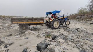 SWRAJ 744FE tractor performance in sand|| loading sand from river sides