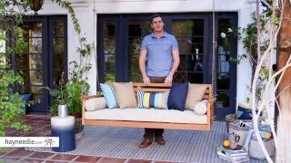 Belham Living Cari Bay Deep Seating Porch Swing Bed with Cushion - Product Review Video For more details or to shop this Belham Living porch swing visit Hayneedle at http://www.hayneedle.com/product/belham-living-cari-