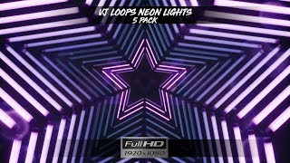 VJ Loops Neon Star Lights Ver.4 - 5 Pack - VideoHive