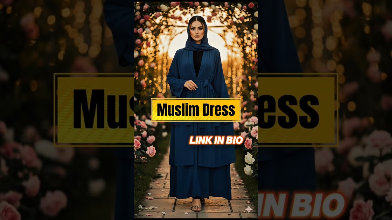 Women’s Dubai Plain Cardigan – Simple Shiny Muslim Long Dress with Hijab 