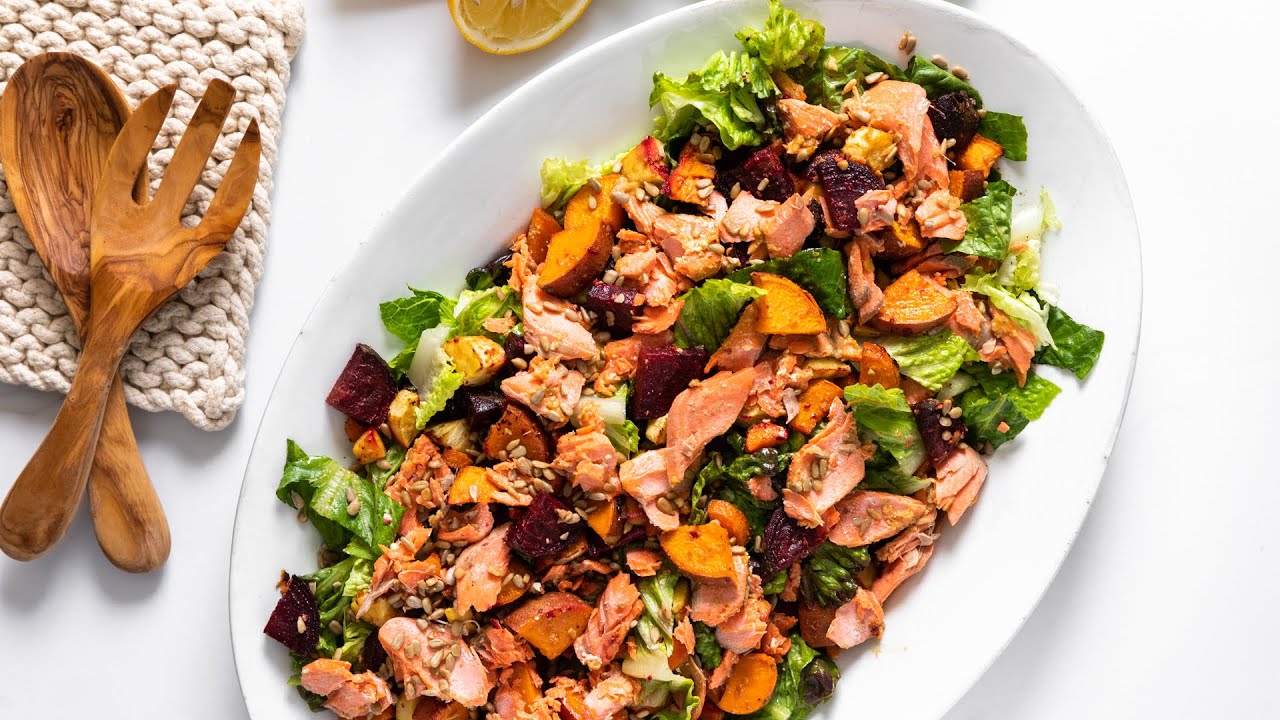 Roasted Vegetable and Salmon Salad