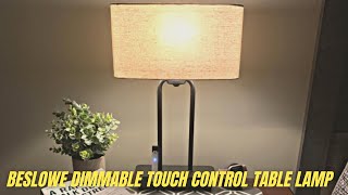 BesLowe Dimmable Touch Control Table Lamp Review & Test | Modern Bedside Nightstand Lamp