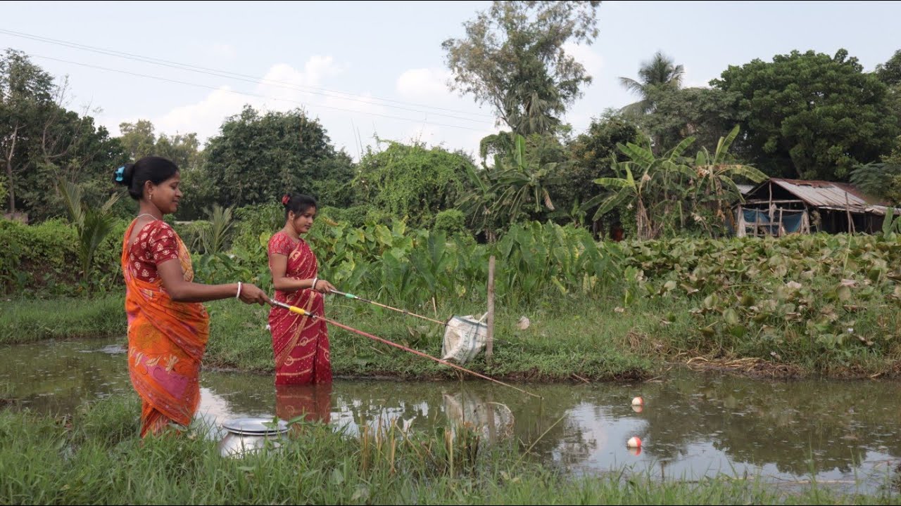 Incredible fishing video 🐟 | two village young lady fish catching in ...