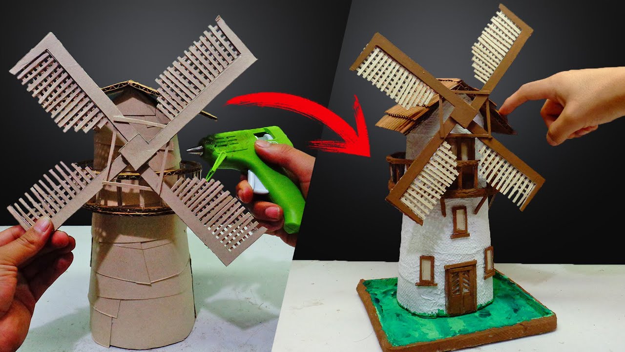 DIY ¦ Como hacer un Molino de viento con Papel y cartón demasiado fácil