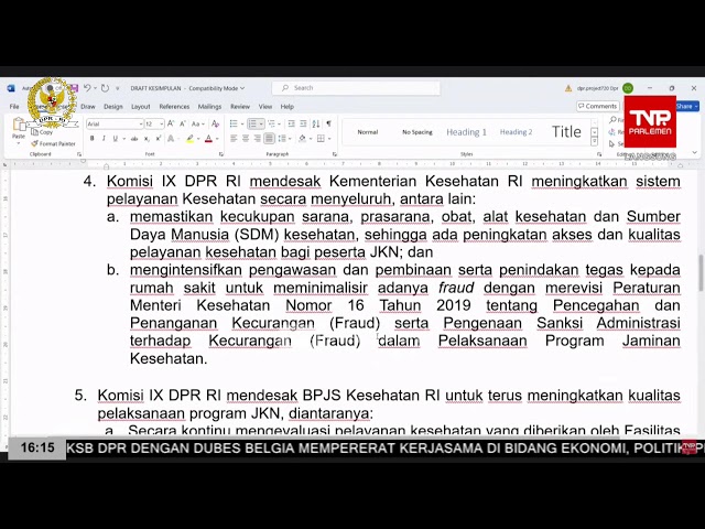 BREAKING NEWS - KOMISI IX DPR RI RAKER DENGAN MENTERI KESEHATAN RI class=