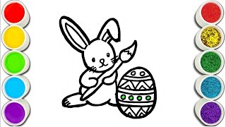 Easter hare and Easter egg Drawing,Painting and Coloring for Kids, Toddlers  Easy Drawing