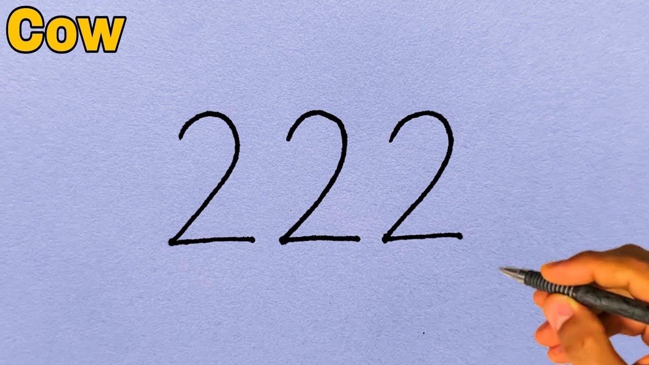 Cow Drawing From Number 222 | How To Draw A Cow | Cow Drawing Step By ...