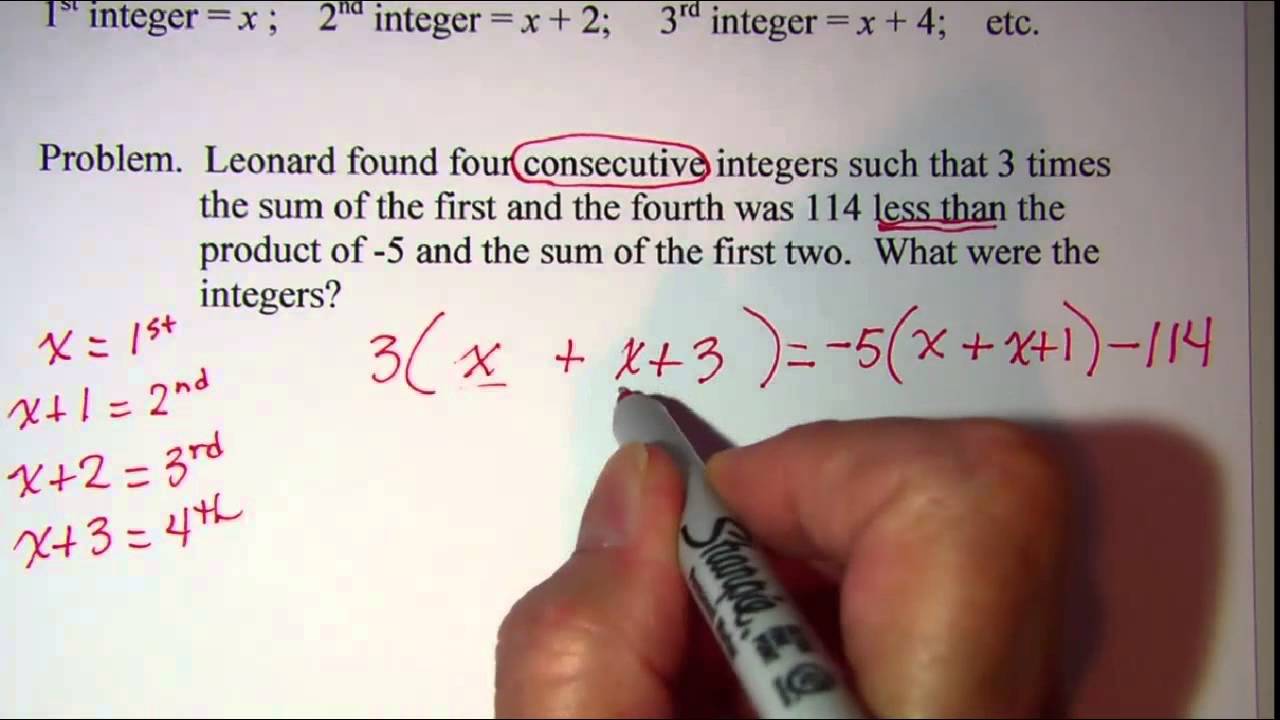 Consecutive Integer Word Problems 2 - YouTube